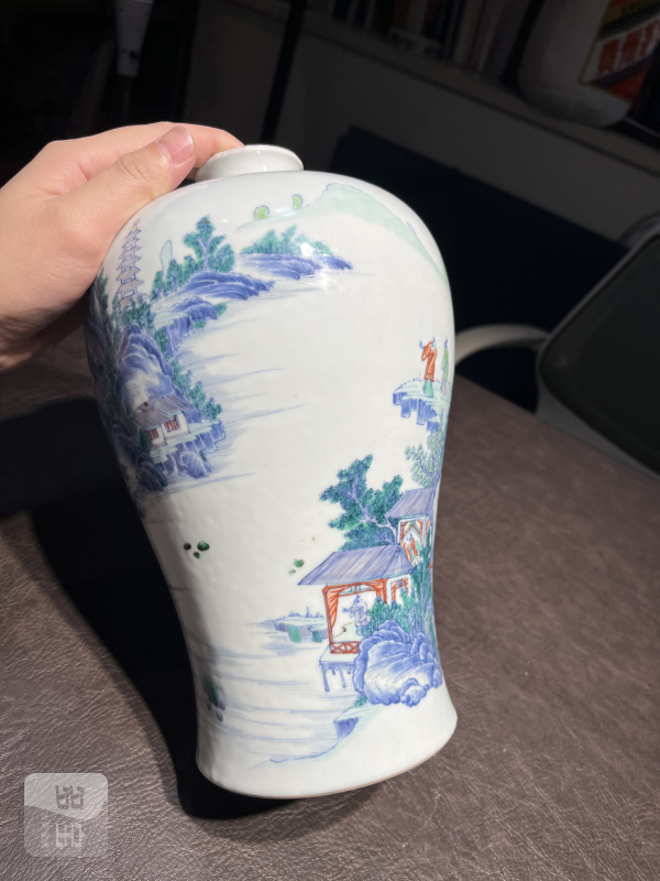 清雍正 安窑斗彩山水图梅瓶 - 图40